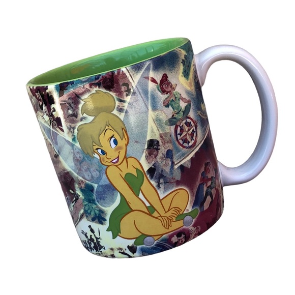 Disney World Peter Pan Tinkerbell 18 oz. Green Interior Coffee Mug Tea Cup - Picture 1 of 9